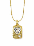 Heart Stone Detail Necklace – Steel 14K Gold Plated Water Resistant Necklace