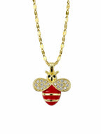Bee Figure Necklace – Steel 14K Gold Plated Water Resistant