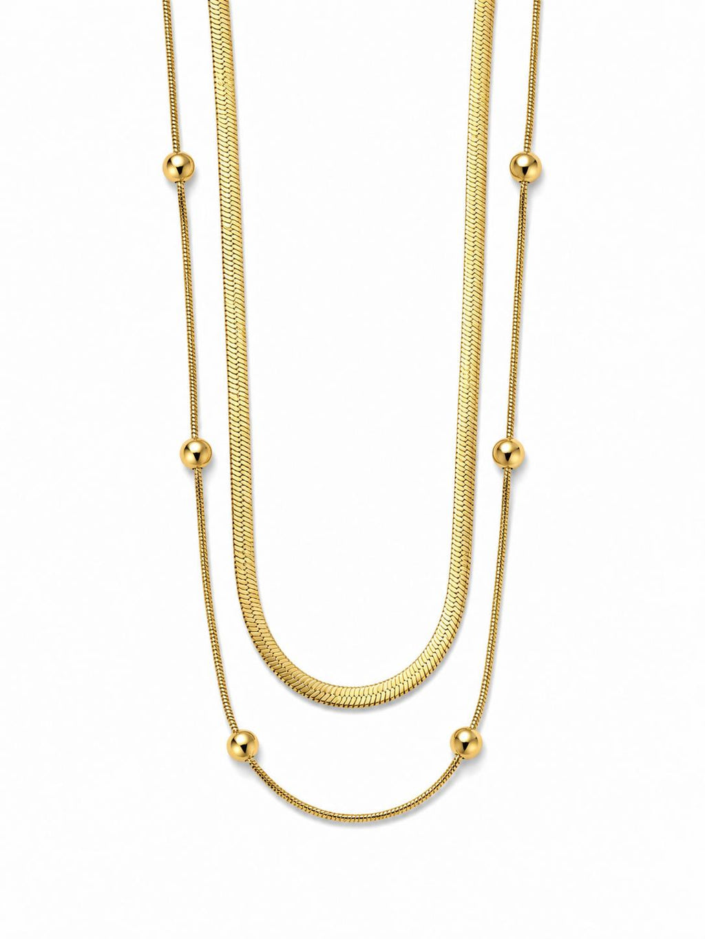 Layered Chain Necklace – Steel 14K Gold Plated Water Resistant