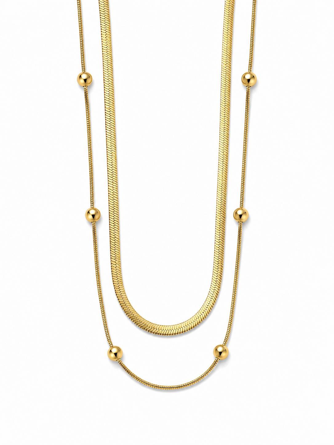 Layered Chain Necklace – Steel 14K Gold Plated Water Resistant