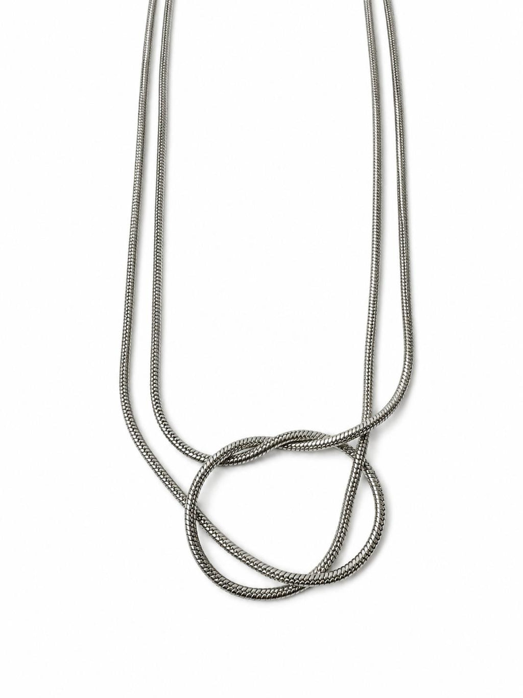 Steel Snake Chain Necklace - Adjustable Layered Look Necklace