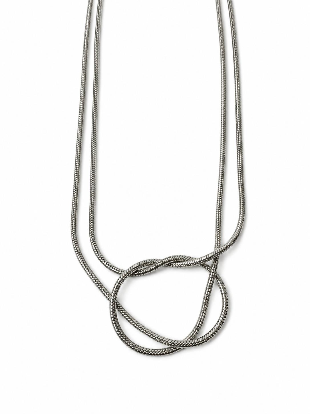 Steel Snake Chain Necklace - Adjustable Layered Look Necklace