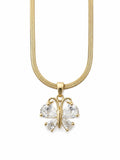 Butterfly Stone Detailed Necklace – Steel 14K Gold Plated Water Resistant