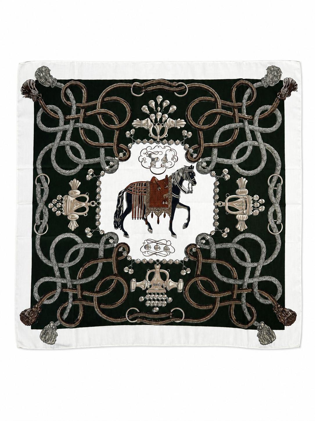 Horse Patterned Shawl – Wool-like Soft Texture | 86 CM