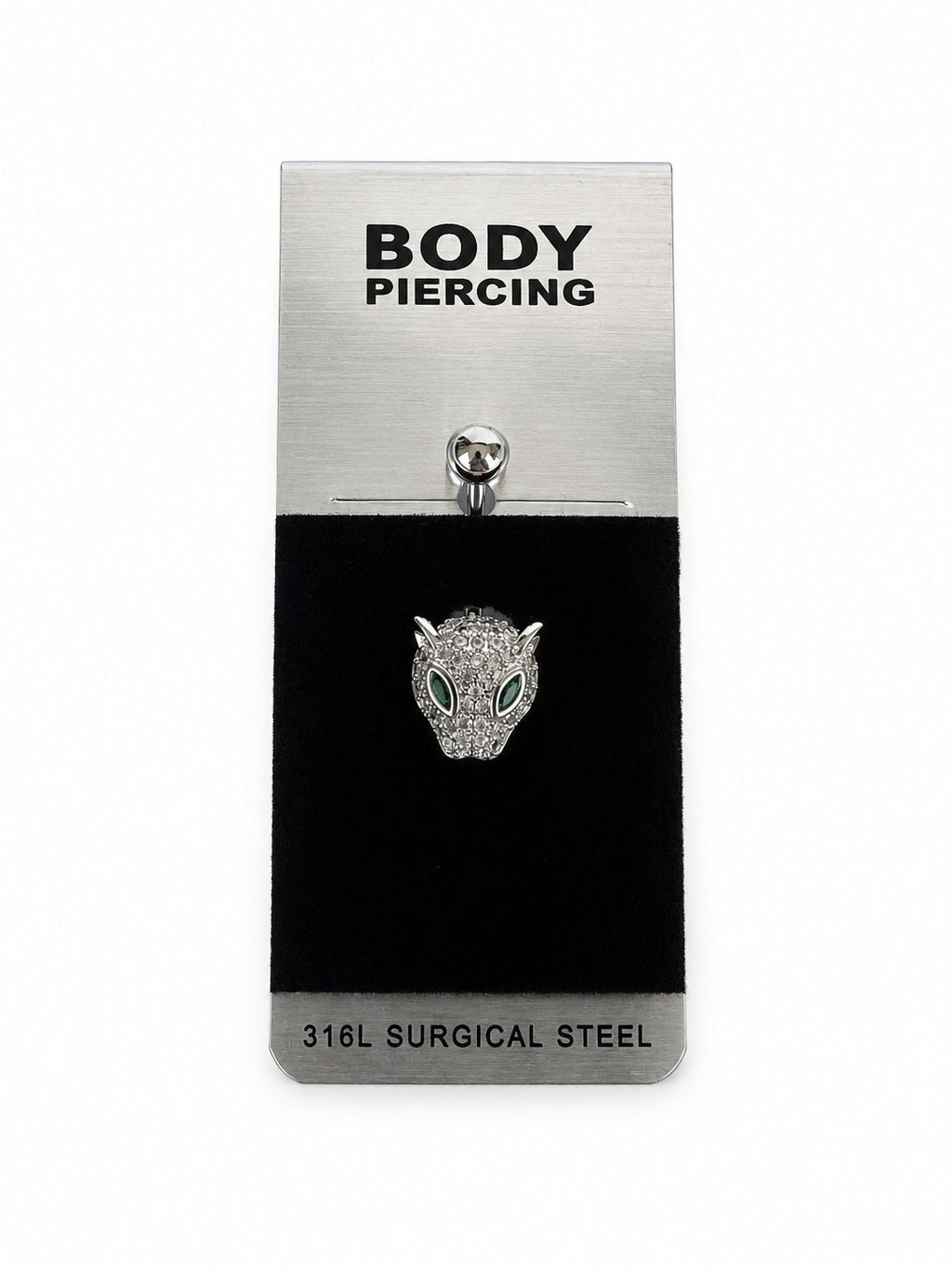 Stone Detail Panther Figure Navel Piercing | 316L Surgical Steel