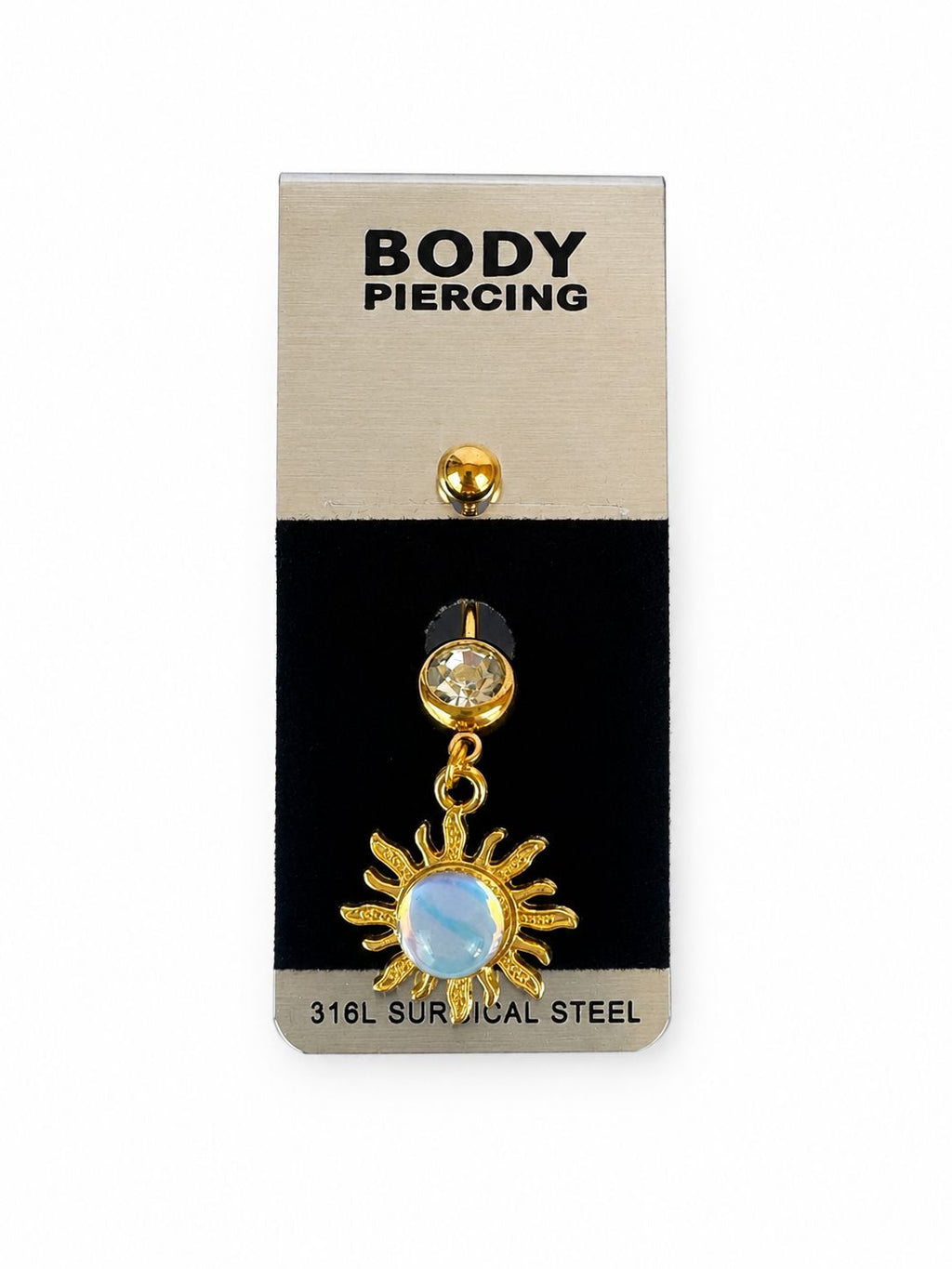 Sun Figure Belly Button Ring | 316L Surgical Steel & 18K Gold Plating