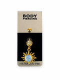 Sun Figure Belly Button Ring | 316L Surgical Steel & 18K Gold Plating