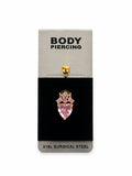 Bauchnabelpiercing mit rosa Herzstein | 316L Chirurgenstahl & 18K vergoldet