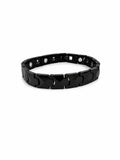 Men's Steel & Ceramic Bracelet with Black Glossy Stone Details – 21 CM