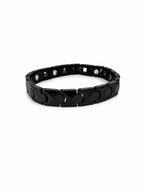 Men's Steel & Ceramic Bracelet with Black Glossy Stone Details – 21 CM