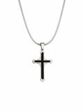 Black Detailed Cross Necklace – Steel Chain Necklace