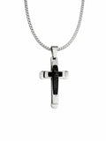 Black Detailed Cross Necklace – Steel Chain Necklace