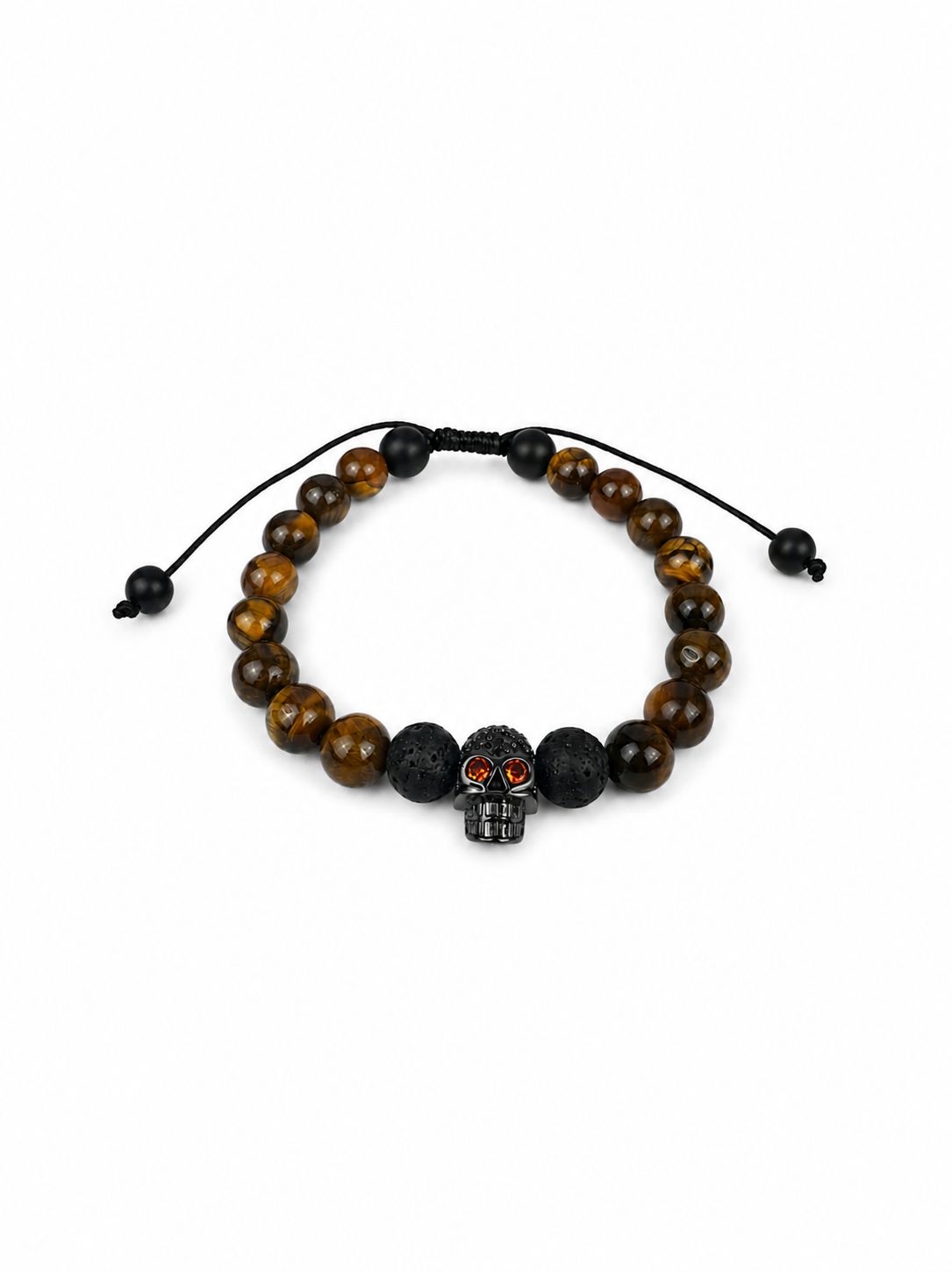 Skull Detail Genuine Natural Stone Bracelet – Adjustable Cord Unisex Bracelet