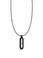 Edelstahl Herrenhalskette mit schwarzen Details – Moderne, minimale Design-Halskette