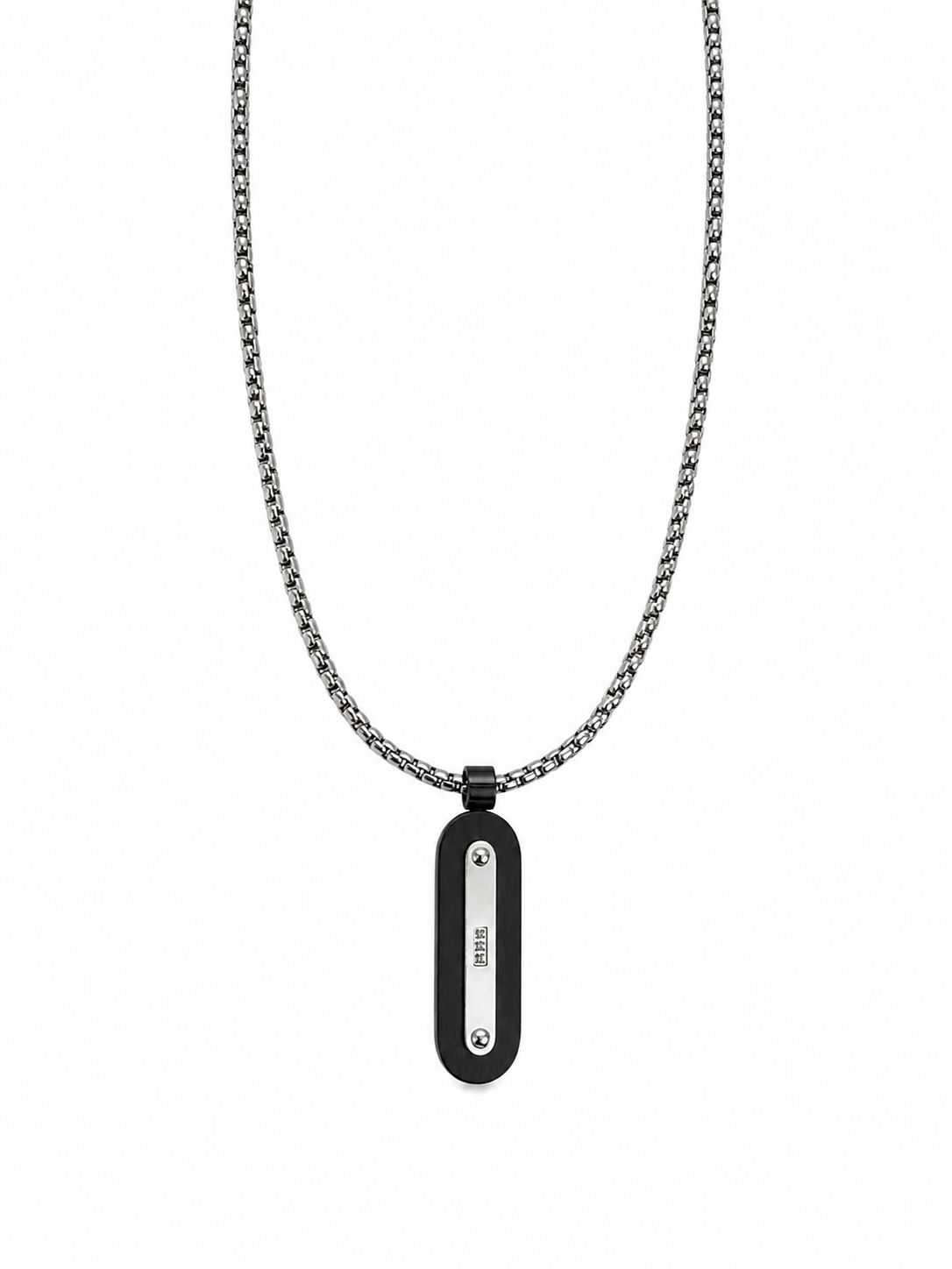 Edelstahl Herrenhalskette mit schwarzen Details – Moderne, minimale Design-Halskette