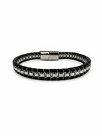 Herrenarmband Leder & Edelstahl – Schwarzes Detail