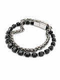 Stahl-Doppelarmband für Herren – Stein- & Ketten-Details