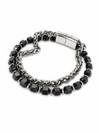 Stahl-Doppelarmband für Herren – Stein- & Ketten-Details