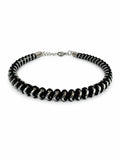 Black Steel Detailed Cord Bracelet – Modern Design