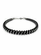 Black Steel Detailed Cord Bracelet – Modern Design