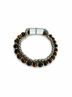 Natural Stone & Steel Chain Combination Bracelet