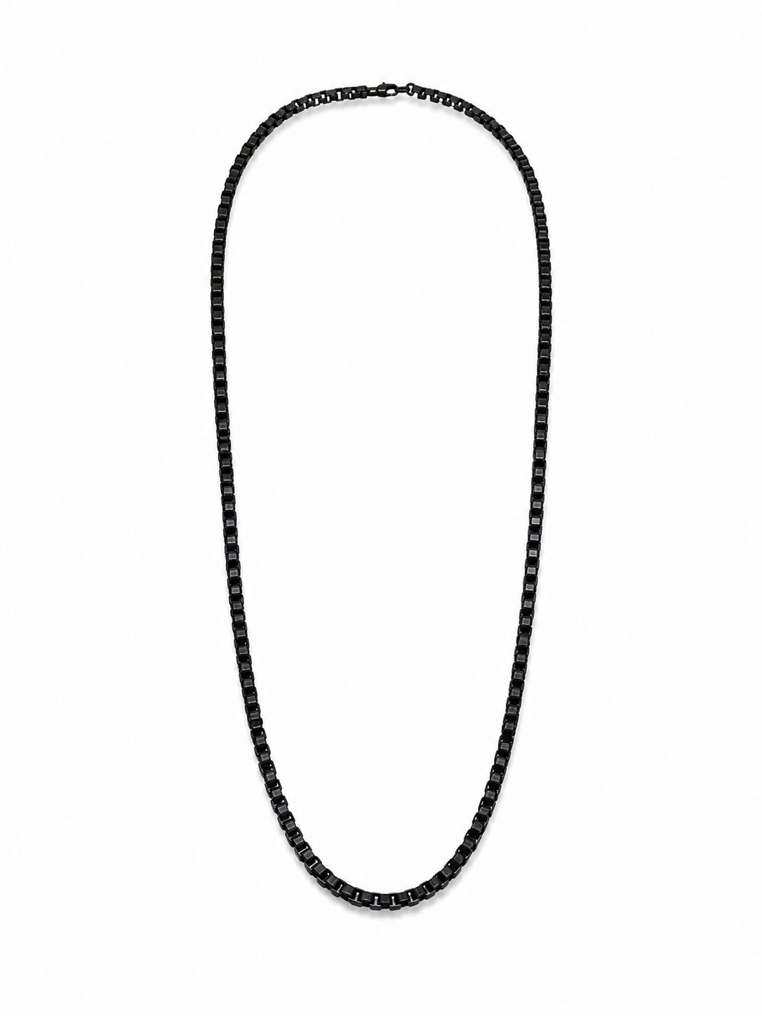 Black Steel Chain Necklace – Minimalist Design 26 CM Fixed Length