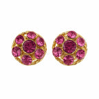 Fuchsia Steinbesetzter Goldfarbener Damenhemd-Blazer-Manschettenknopf | Vintage Eleganz