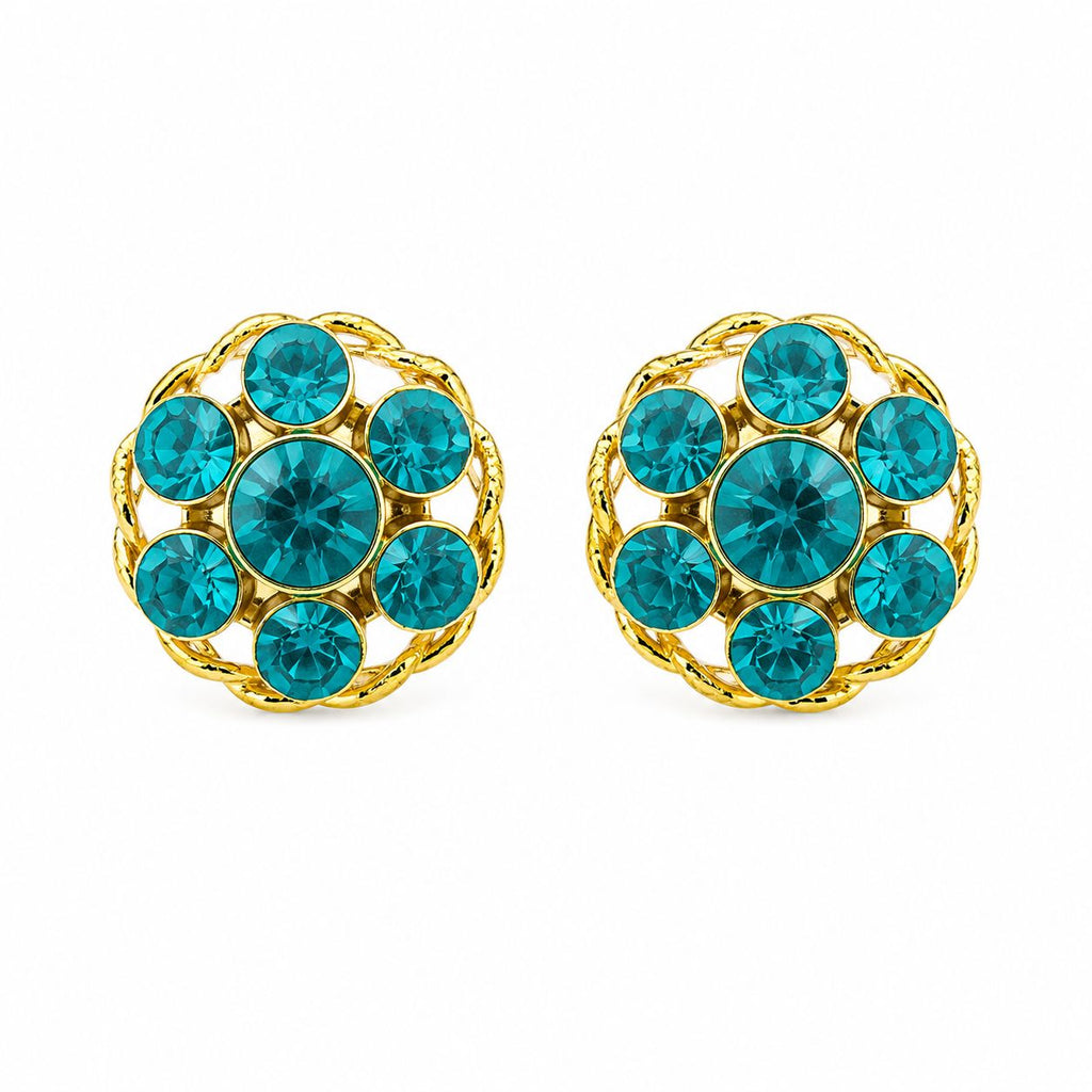 Turquoise Stone Detailed Gold Women's Shirt Blazer Cufflink | Vintage Chic Design