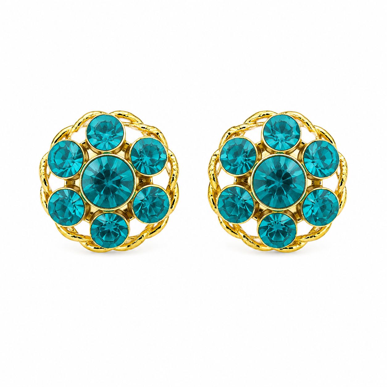 Turquoise Stone Detailed Gold Women's Shirt Blazer Cufflink | Vintage Chic Design
