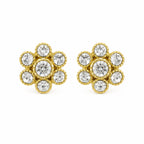 Zircon Stone Gold Women's Shirt Blazer Cufflink | Floral Form Shimmering Design