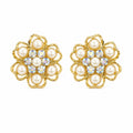 Pearl and Stone Detailed Gold Women's Shirt Blazer Cufflinks | Vintage Floral Design
