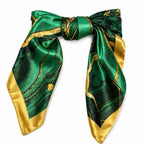 Green Marble Pattern Satin Scarf – 60 CM Stylish Neck & Hair Accessory