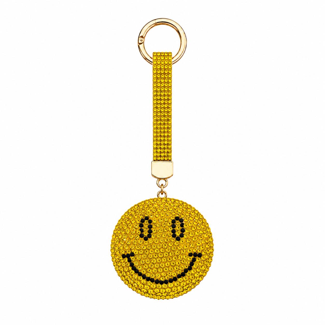 Smile Strass-Schlüsselanhänger & Taschenaccessoire – Gelb