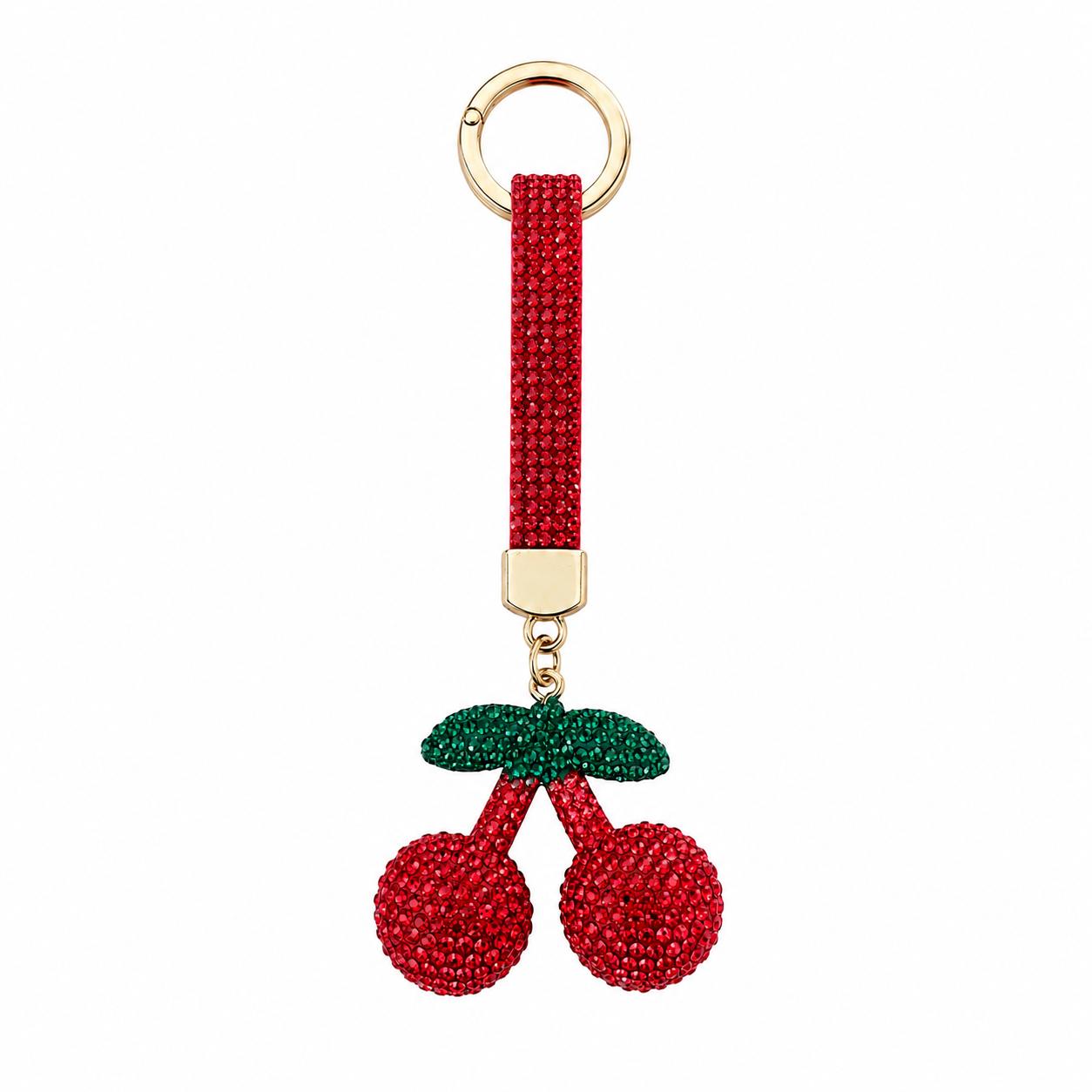 Schlüsselanhänger & Taschenaccessoire mit Kirschfigur und Steinen
