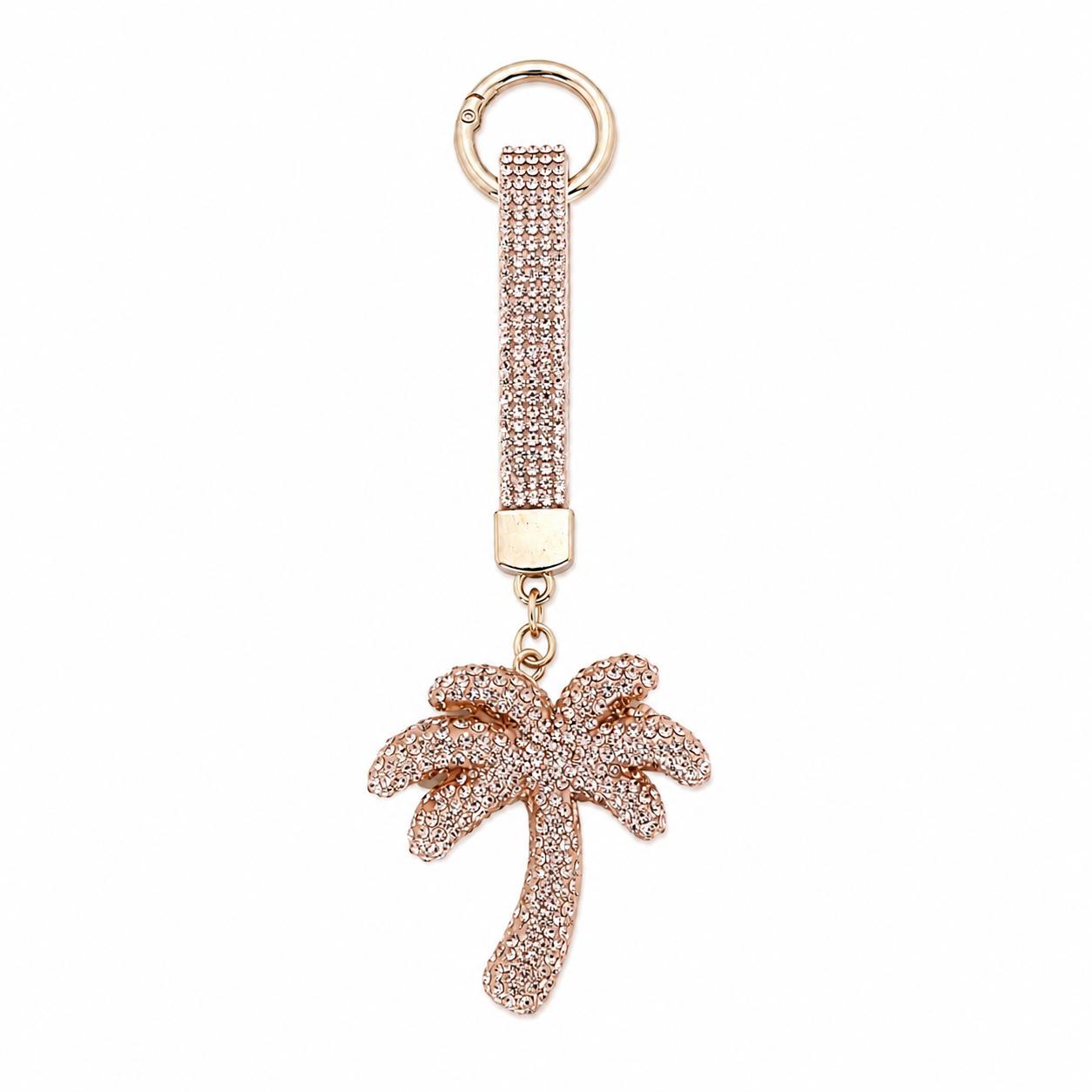 Schlüsselanhänger & Taschenaccessoire mit Palmenmotiv und Steinen