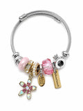 Pink Charm Detailed Steel Bracelet - Adjustable Premium Model