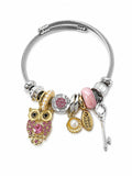 Owl Charm Detail Steel Bracelet - Adjustable Premium Model