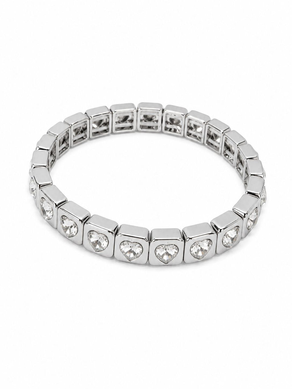 Steel Bracelet with Heart Stone Detail – Adjustable Flexible Model