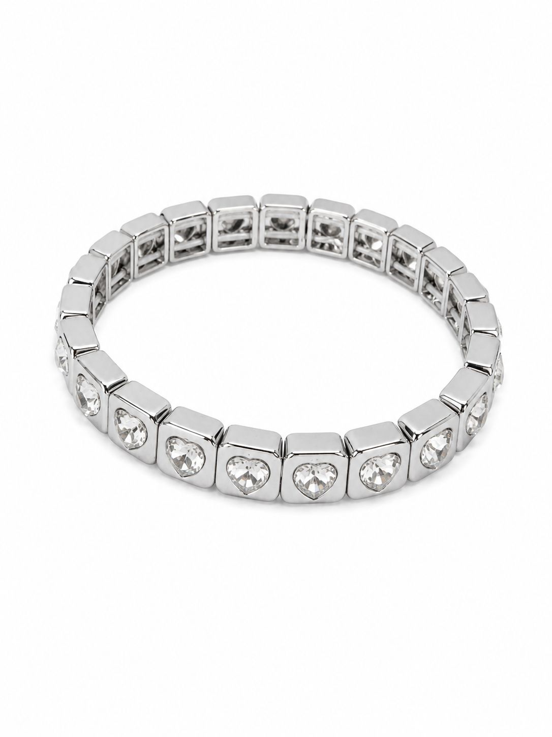 Steel Bracelet with Heart Stone Detail – Adjustable Flexible Model
