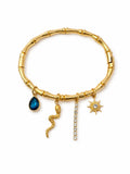 14K vergoldetes Edelstahl-Charm-Armband – Gold-Design mit Stein-Details