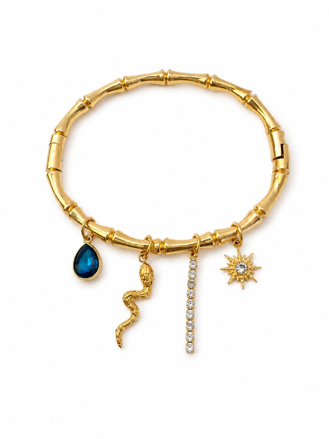 14K vergoldetes Edelstahl-Charm-Armband – Gold-Design mit Stein-Details