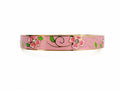 14 Karat vergoldeter Edelstahl-Armreif mit Blumenmuster – Rosa emailliertes Gold-Design