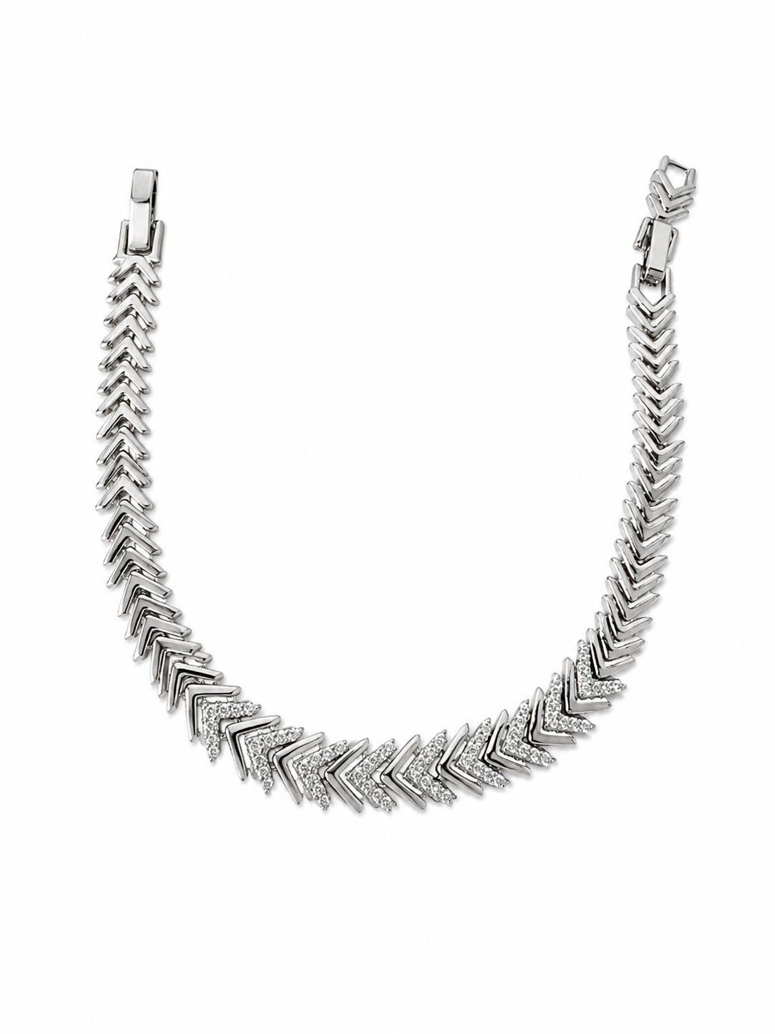 Xuping Edelstahlarmband mit Steinbesatz – Silber Modernes Design 20 CM