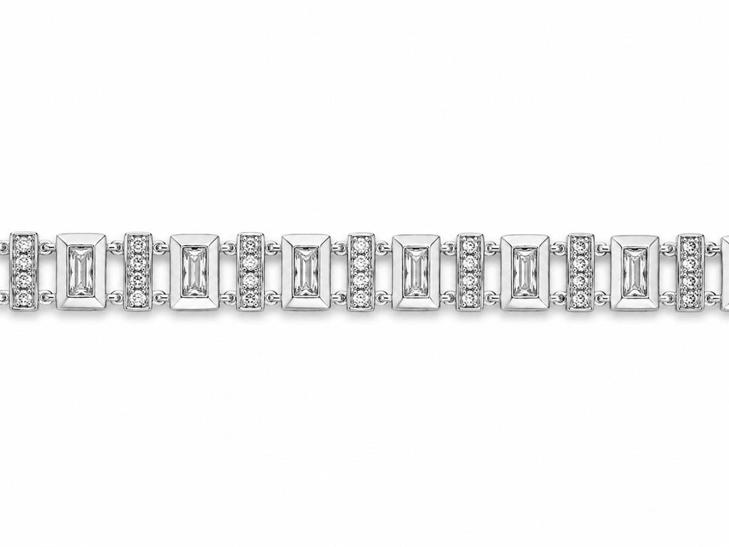 Xuping Steel Silver Bracelet with Stones – Modern Stylish Design 19 CM