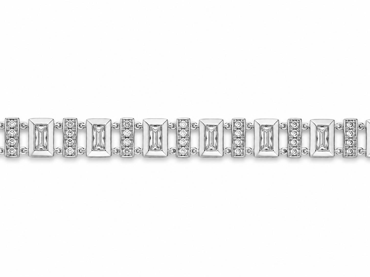 Xuping Steel Silver Bracelet with Stones – Modern Stylish Design 19 CM