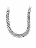 Xuping Steel Rhinestone Silver Bracelet – Elegant Chain Design 19 CM