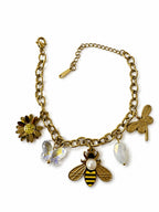 Steel 14K Gold Plated Bracelet with Charm Detail – Adjustable Size