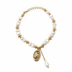 Xuping Pearl Detailed Stainless Steel Bracelet – 18K Gold Plated
