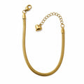 Steel Snake Chain Bracelet 14K Gold Plated Adjustable