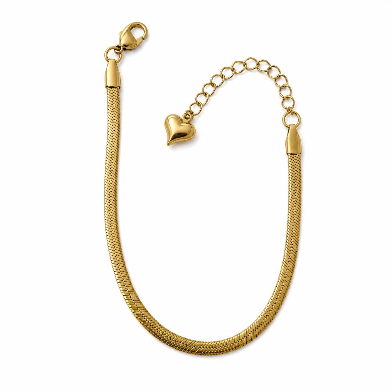 Steel Snake Chain Bracelet 14K Gold Plated Adjustable